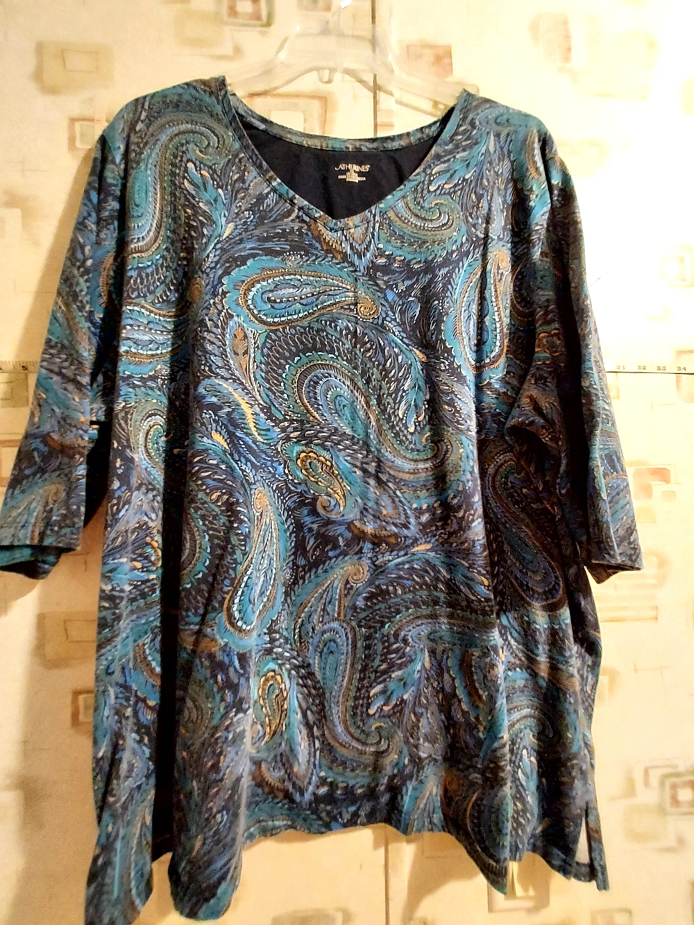 Catherine's Paisley Tunic in Blue & Black Size 3X Like New